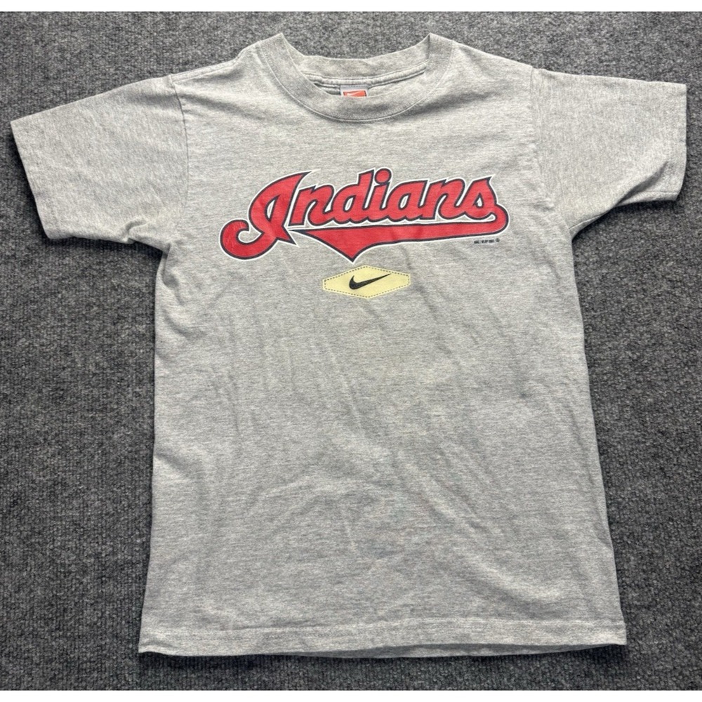 Nike Cleveland Indians Youth M T-Shirt Gray MLB Baseball Tee Vintage 2007